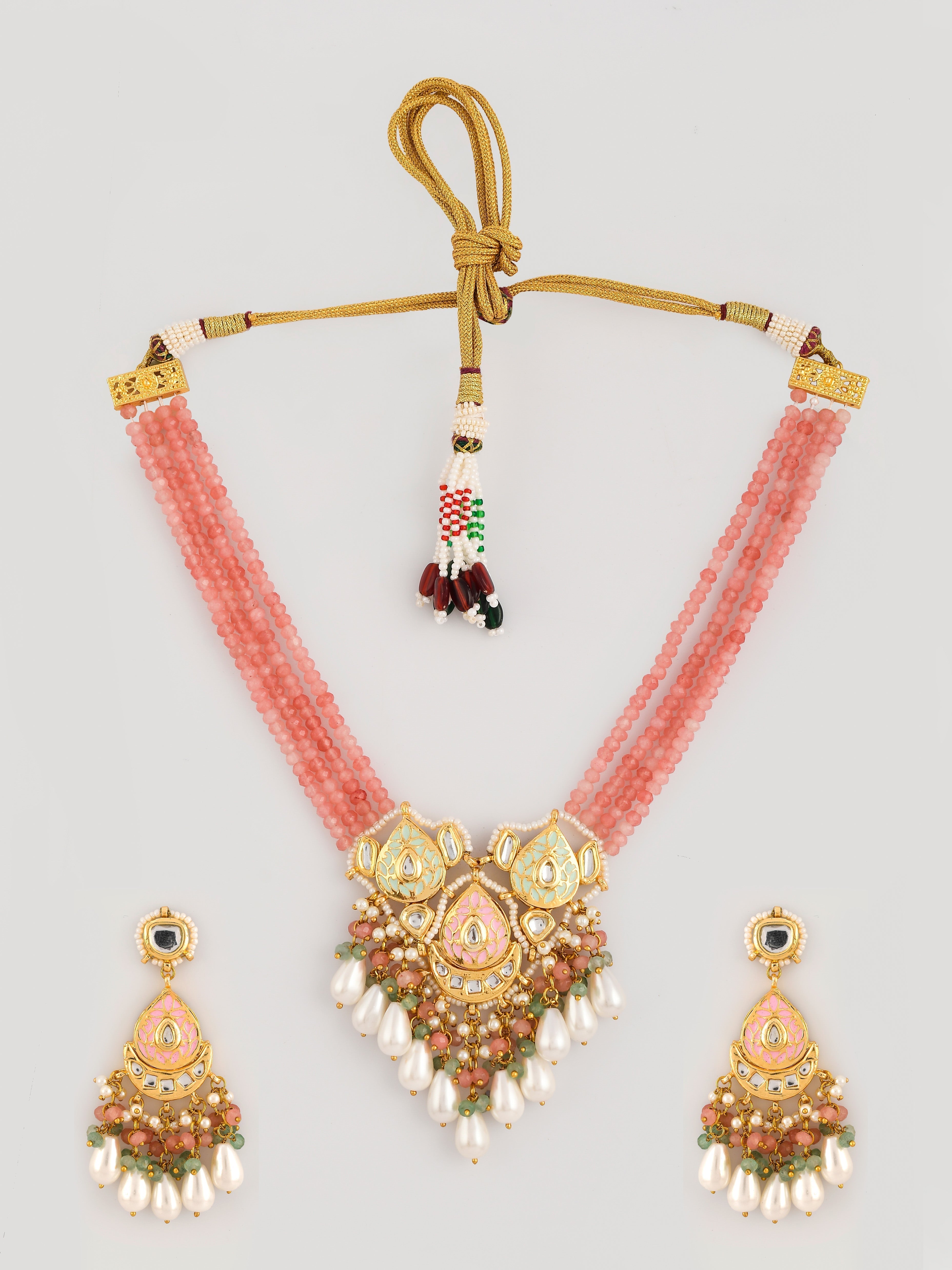Pink Pearl Poetry Choker Necklace Set