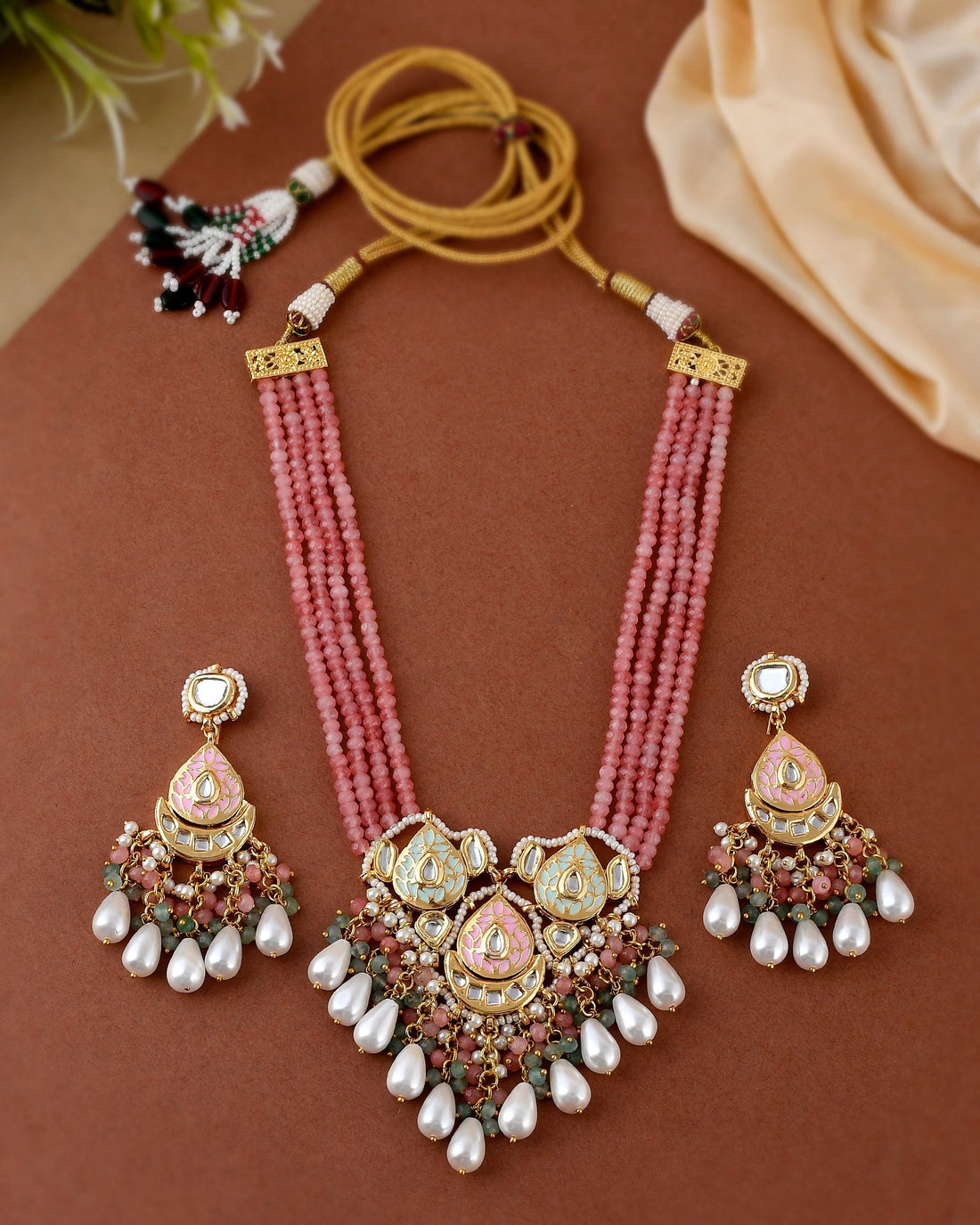 Pink Pearl Poetry Choker Necklace Set
