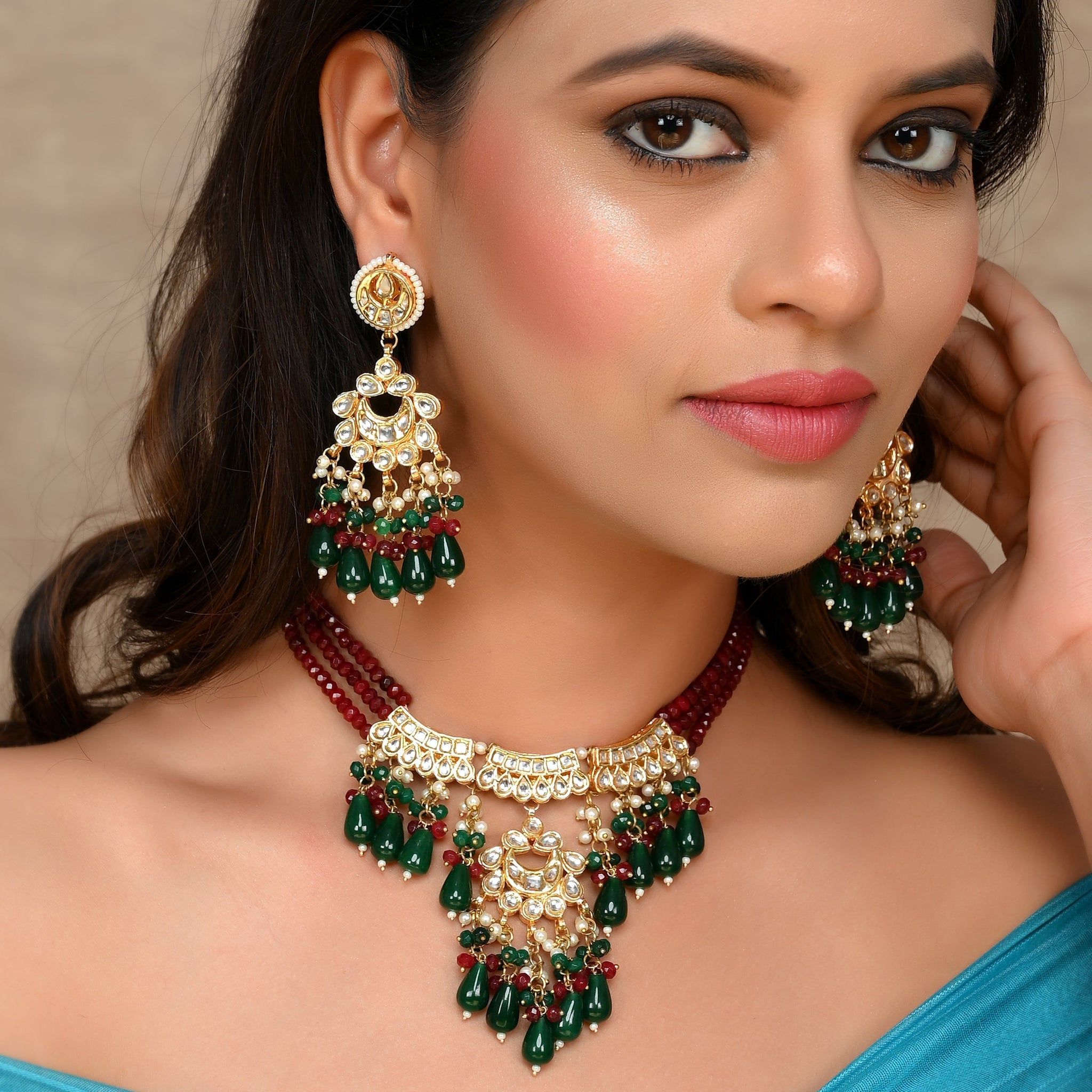 Dastoor Ruby Fern Elegance Choker Necklace Set