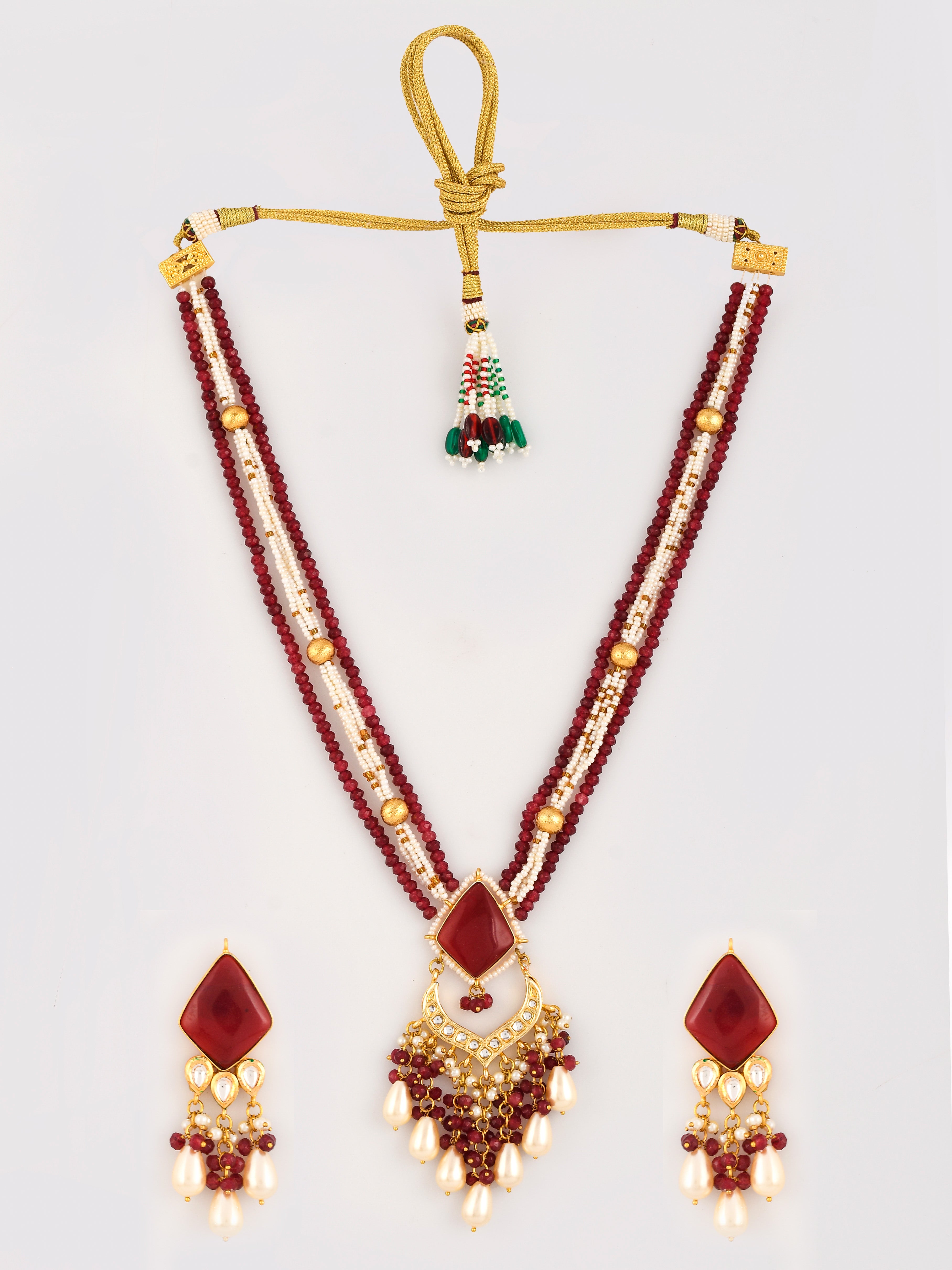Dastoor Ruby Radiance Strand Necklace Set