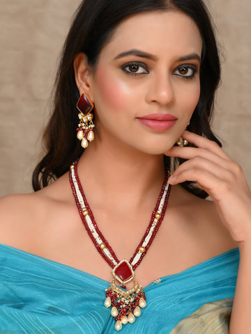 Dastoor Ruby Radiance Strand Necklace Set
